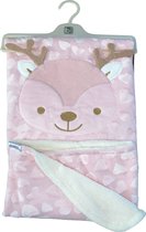 Super zachte baby deken voor in | de wieg | kinderwagen/Maxi Cosi | of als omslagdoek | roze | hartjes