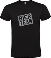 Zwart  T shirt met  print van "Bier team " print Zilver size S