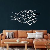Wanddecoratie |Cranes Metal  decor | Metal - Wall Art | Muurdecoratie | Woonkamer |Wit| 61x31cm