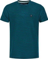 Gabbiano T-shirt Jacquard T Shirt Met Streepstructuur 152577  Petrol Green 514 Mannen Maat - XL