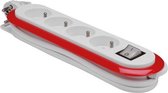 stekkerdoos 4-voudig 3680W 32 x 7 cm rood/wit