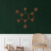 Wanddecoratie |Caffeine Molecule  decor | Metal - Wall Art | Muurdecoratie | Woonkamer |Bruin| 90x84cm