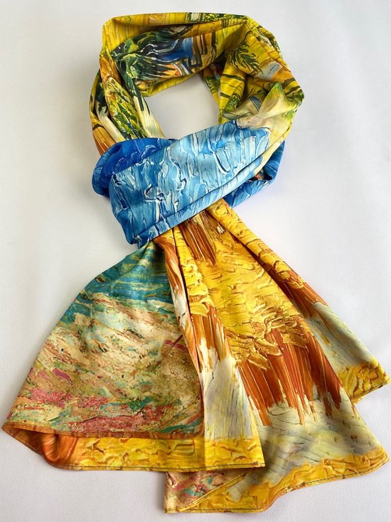Dames sjaal Vincent van Gogh De oogst (La moisson) 2 kanten print van glad  materiaal | bol.com