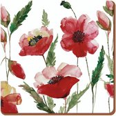 onderzetters Watercolour Poppies 10,5 cm kurk 6 stuks