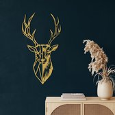 Wanddecoratie |Geometric Deer Head   decor | Metal - Wall Art | Muurdecoratie | Woonkamer |Gouden| 25x45cm