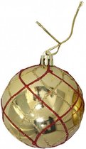 kerstbal Red glans 7 x 8 cm goud/rood