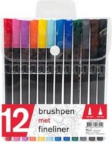 brushpennen/fineliner 15 cm 12 stuks