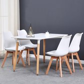 Eethoeken-Rechthoekige eettafel en stoelen set-4-delige eetkamerstoelen houten-wit