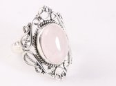 Bague ajourée en argent avec quartz rose - taille 18