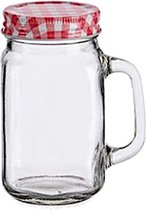 limonadekan Mason Jar 430 ml glas transparant/rood