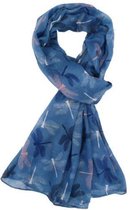 Lichte dames sjaal met libellen print | Blauw | Mode accessoire | Geschenk | Cadeau voor haar