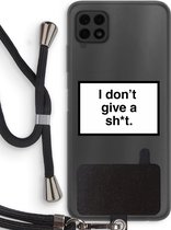 Case Company® - Samsung Galaxy A22 4G hoesje met Koord - Don't give a shit - Telefoonhoesje met Zwart Koord - Bescherming aan alle Kanten en Over de Schermrand