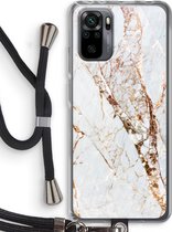 Case Company® - Xiaomi Redmi Note 10 Pro hoesje met Koord - Goud marmer - Telefoonhoesje met Zwart Koord - Bescherming aan alle Kanten en Over de Schermrand