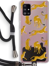 Case Company® - Samsung Galaxy A51 5G hoesje met Koord - Luipaard - Telefoonhoesje met Zwart Koord - Bescherming aan alle Kanten en Over de Schermrand