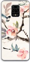 Case Company® - Xiaomi Redmi Note 9 Pro hoesje - Japanse bloemen - Soft Cover Telefoonhoesje - Bescherming aan alle Kanten en Schermrand
