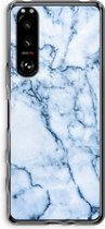 Case Company® - Sony Xperia 5 III hoesje - Blauw marmer - Soft Cover Telefoonhoesje - Bescherming aan alle Kanten en Schermrand