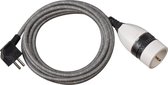 verlengkabel IP20 3 meter PVC/textiel zwart/wit