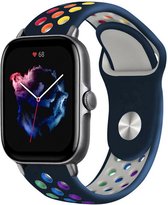 Siliconen Smartwatch bandje - Geschikt voor  Amazfit GTS 3 sport band - donkerblauw/kleurrijk - Strap-it Horlogeband / Polsband / Armband
