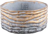 PTMD Paula Ronde Bloempot - H15 x Ø30 cm - Cement - Grijs/goud