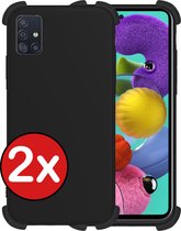 Samsung A51 Hoesje Siliconen Shock Proof Case Zwart - Samsung Galaxy A51 Hoesje Zwart - Samsung Galaxy A51 Hoes Cover Case Shockproof - 2 stuks