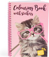 Animaux Studio | Livre de coloriage et livre d'autocollants | 28 coloriages de chats | 5 feuilles d'autocollants