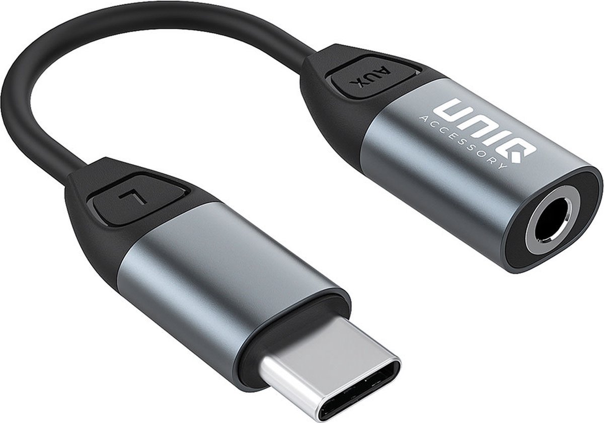 UNIQ Accessory AUX to Type-C adapter - Zwart