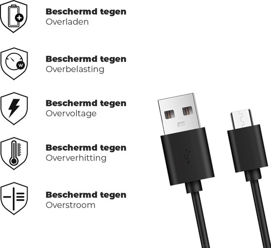 Korte MicroUSB naar USB Kabel - 30 Centimeter - Zwart | bol.com