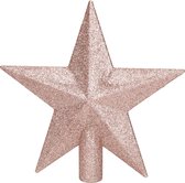 1x Sapin de Noël à paillettes rose clair étoile en plastique 19 cm - Décoration de Décorations pour sapins de Noël rose clair