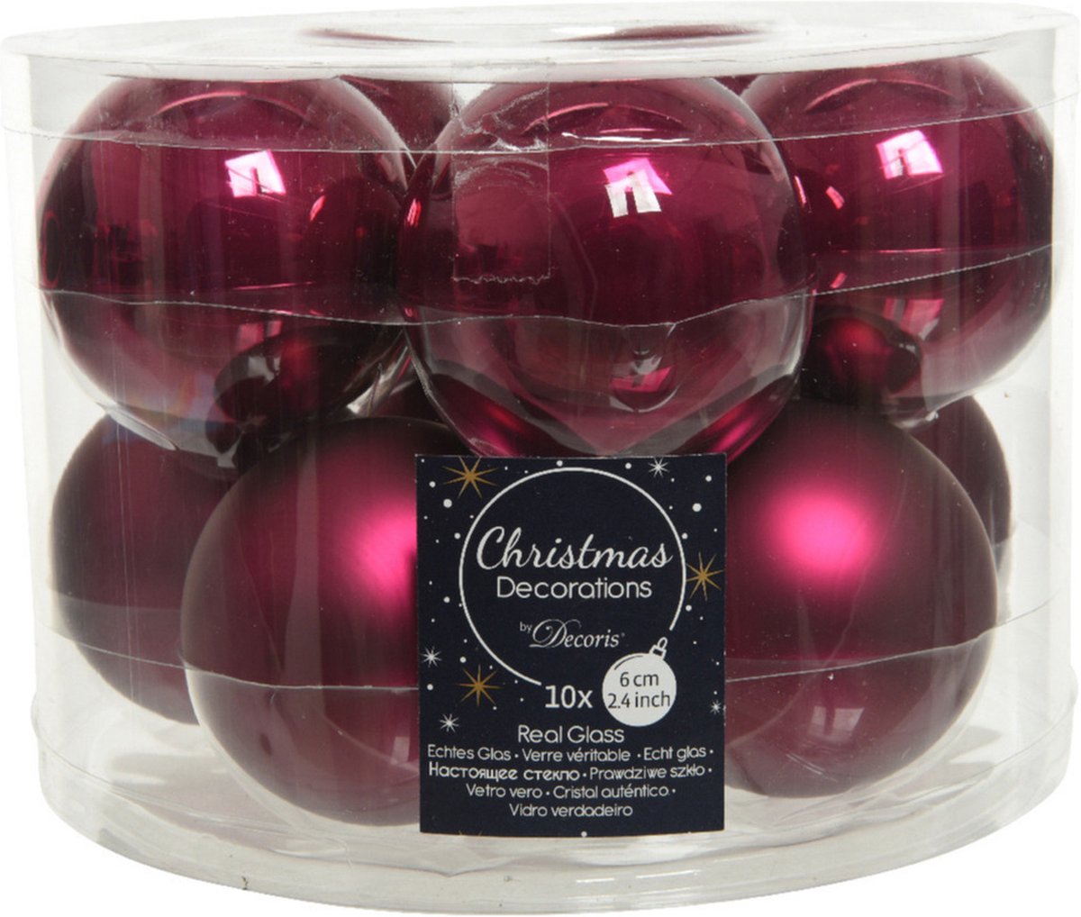 Bol.com 10x stuks kerstballen framboos roze (magnolia) van glas 6 cm - mat/glans - Kerstboomversiering aanbieding