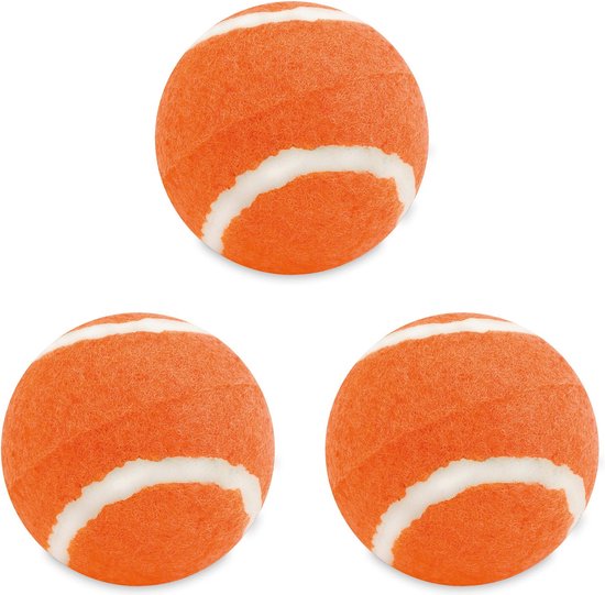 3x stuks oranje hondenballen6,4 cm - Hondenspeeltjes