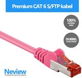 Neview - 50 meter premium S/FTP patchkabel - CAT 6 100% koper - Roze - Dubbele afscherming - (netwerkkabel/internetkabel)