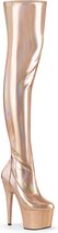 Pleaser Plateau Overknee Laarzen -42 shoes- ADORE-3000HWR Paaldans schoenen Champagne