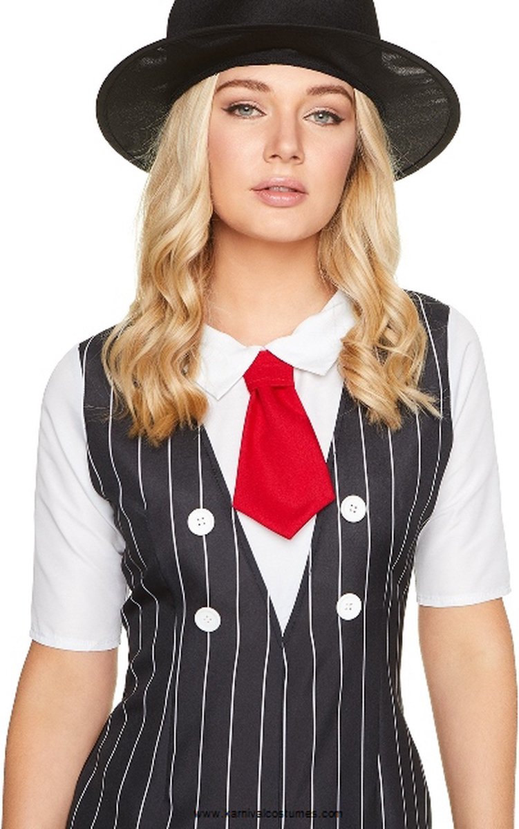 Karnival Costumes Gangster Girl Kostuum Maffia Kostuum Dames Carnavalskleding Dames Carnaval - Polyester- Maat M - 2-Delig Jumpsuit/Hoed