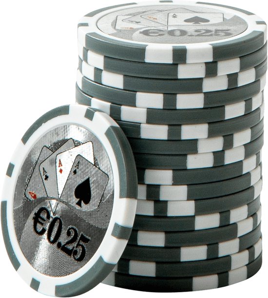 Foto: Abs cashgame poker chips 0 25 grijs 25 stuks pokerchips pokerfiches abs chips pokerspel pokerset poker set