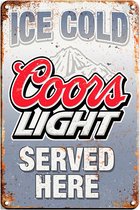 Signs-USA - Retro wandbord - metaal - Coors Light Served Here - 20 x 30 cm