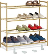 Relaxdays schoenenrek stapelbaar - 4 laags - schoenenstandaard - rek schoenen - modern - goud