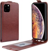 Peachy Verticale Flip kunstleer wallet hoesje iPhone 11 Pro Max case - Bruin