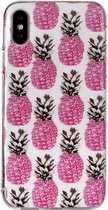 Peachy Roze Ananas TPU Zacht hoesje iPhone XS Max cover - Wit Case