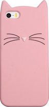 Peachy Schattige Kat snorharen iPhone 5 5s SE 2016 hoesje case cover kitten - Roze