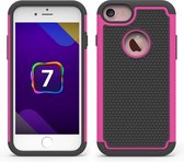 Peachy iPhone 7 8 tweedelig Kunststof Siliconen hoesje nopjes - Roze Zwart