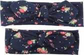 Moeder / dochter haarband matchend twinning meisjes baby bloem - Fleur - Blauw Roze Bloemprint Zomer