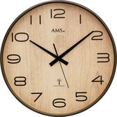 AMS F5523 - Horloge murale - Analogique - Bois - Affichage de l'heure radio-piloté - Glas minéral - Laqué anthracite - Zwart - Beige - 40 cm ø