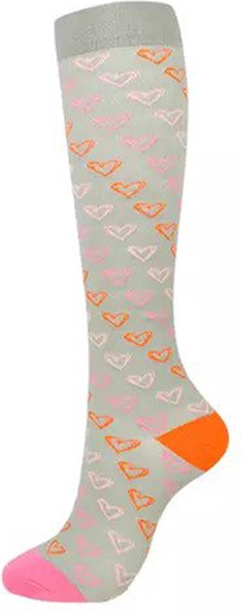 Happy Compressiesokken - Compressiekousen - Sokken - Maat: L/XL (40/43) - Hartjes