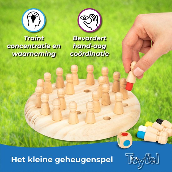 Thumbnail van een extra afbeelding van het spel Toyfel Magnus – Houten Memory Schaakspel met Tas 18 cm – Memory Chess Montessori Educatief Speelgoed voor Kinderen Spel voor Logica & Coördinatie