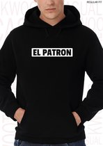 EL PATRON heren hoodie - Zwart - Maat M - Lange mouwen - Regular Fit - Met capuchon en steekzakken - Leuke hoodies | truien | sweaters - Kwoots - Cartel De Medellin - Pablo Escobar