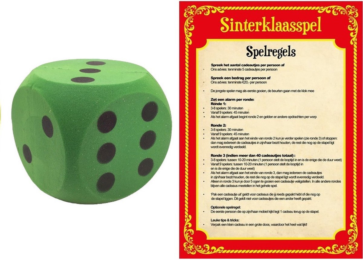 Sinterklaas spel met groene dobbelsteen