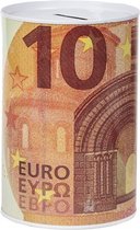 Spaarpot 10 euro biljet print metaal 8 x 10 cm - Spaarblik 10 euro biljet opdruk