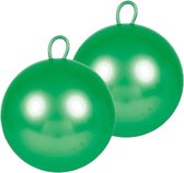 2x stuks skippybal groen 60 cm voor kinderen - Skippyballen buitenspeelgoed voor jongens/meisjes