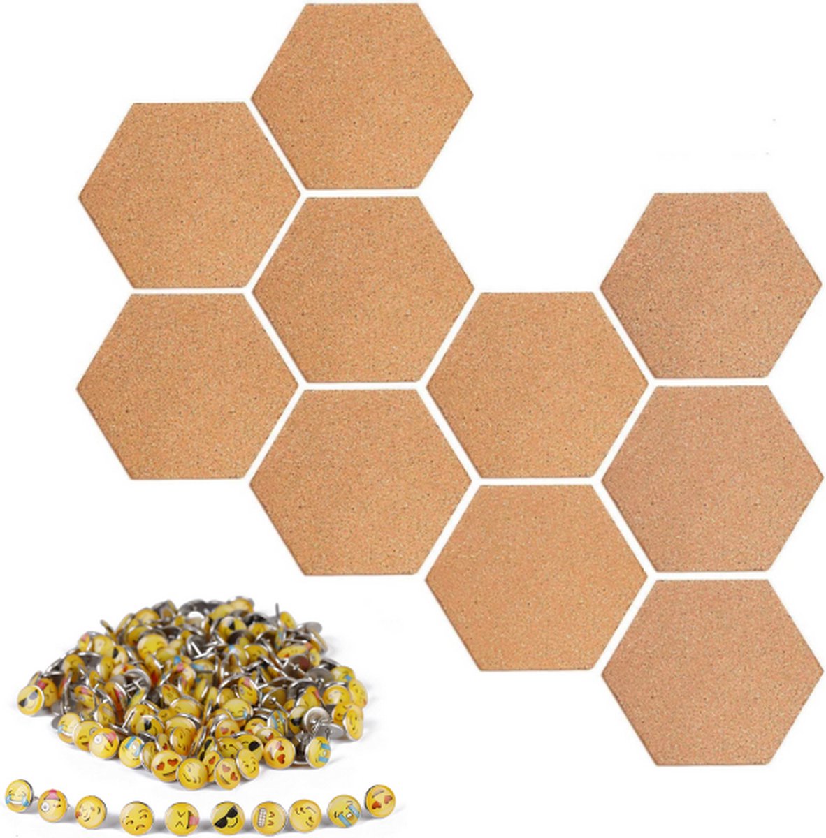 8 Pièces Tableaux en Liège Hexagon, Décoration Murale de Bricolage de  Panneau de Liège Hexagonal Auto-Adhésif, Avec 40 Punaises