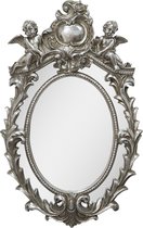 Clayre & Eef Wandspiegel 35*5*55 cm Zilverkleurig Kunststof, Glas Ovaal Engelen Grote Spiegel Muur Spiegel Wand Spiegel